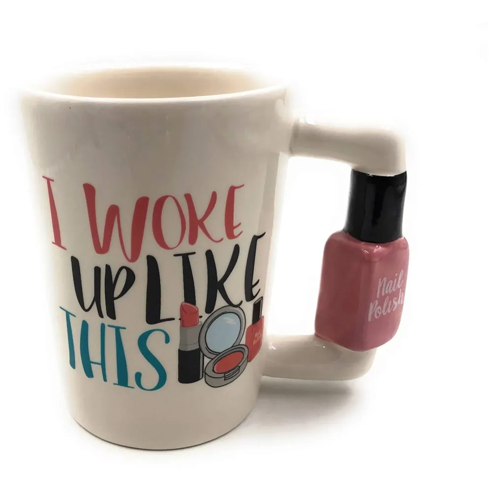 3-D Molded I Cute Animal Ceramic Mug with Spoon and Lid ~ Box Packed and High Detailing (Nail Polish)