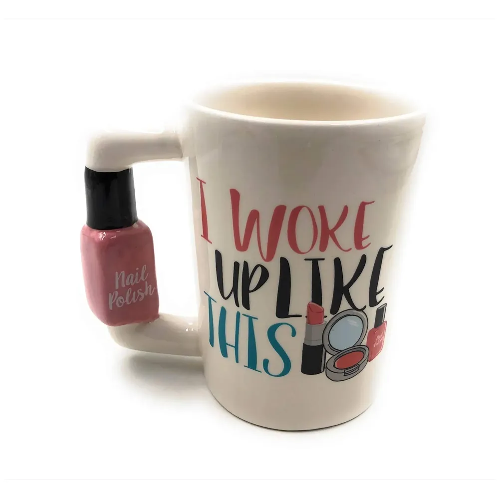 3-D Molded I Cute Animal Ceramic Mug with Spoon and Lid ~ Box Packed and High Detailing (Nail Polish)