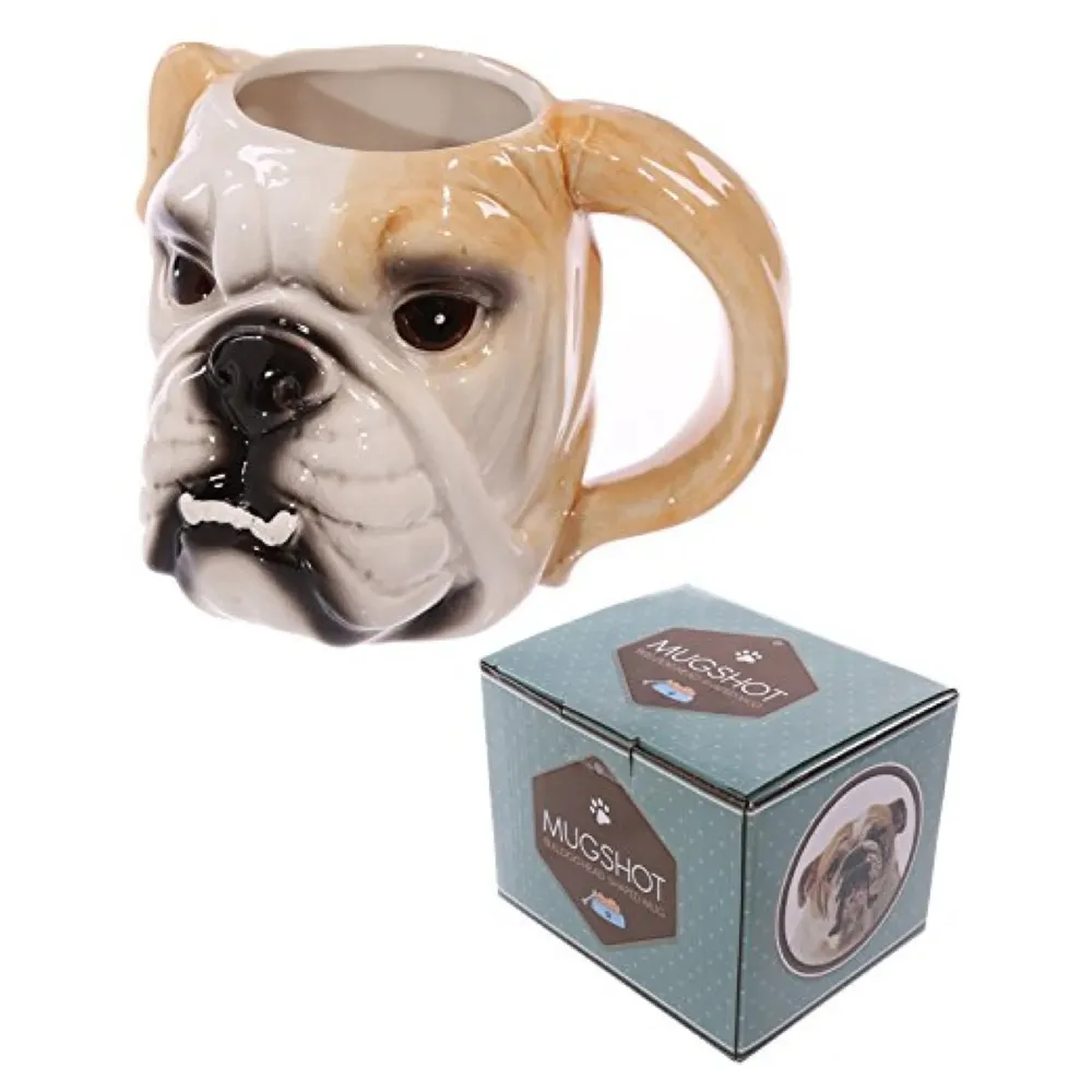 Premium Bull Dog Mug Ceramic Sculpted Coffee Mug 3D with Box