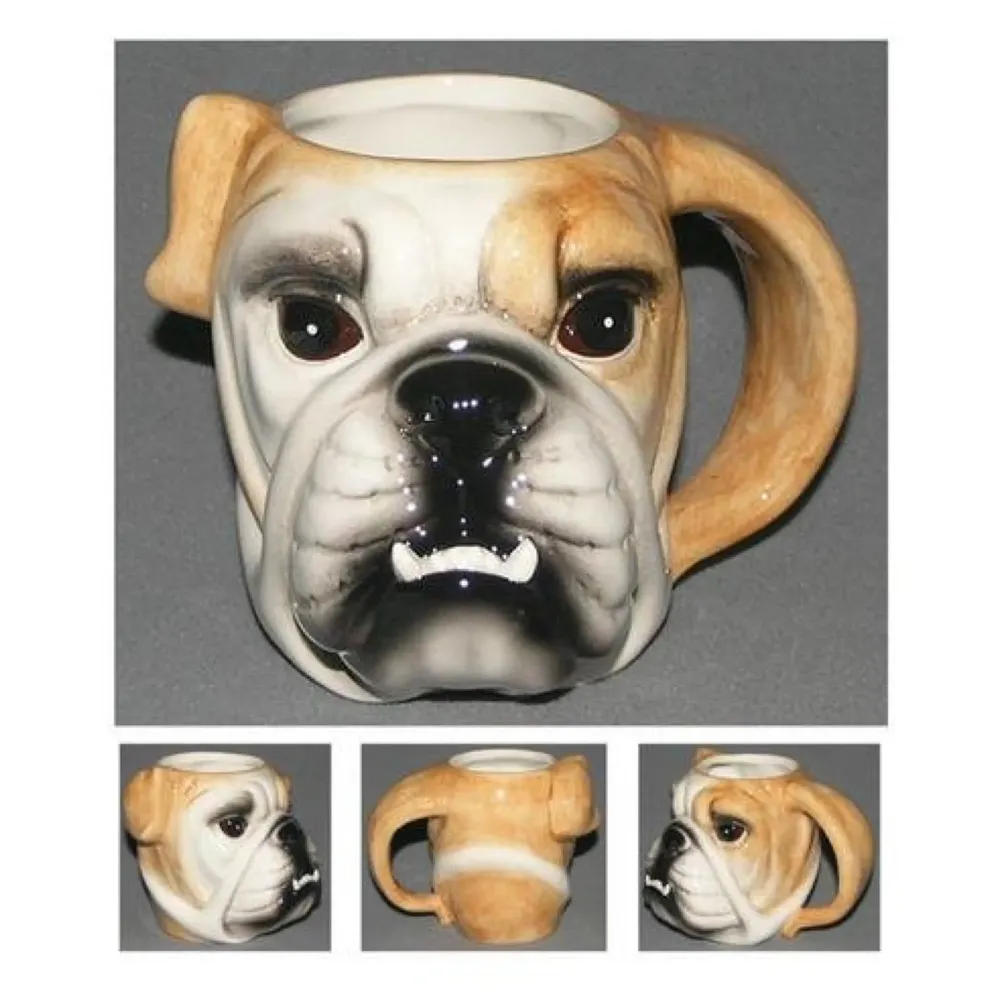 Premium Bull Dog Mug Ceramic Sculpted Coffee Mug 3D with Box