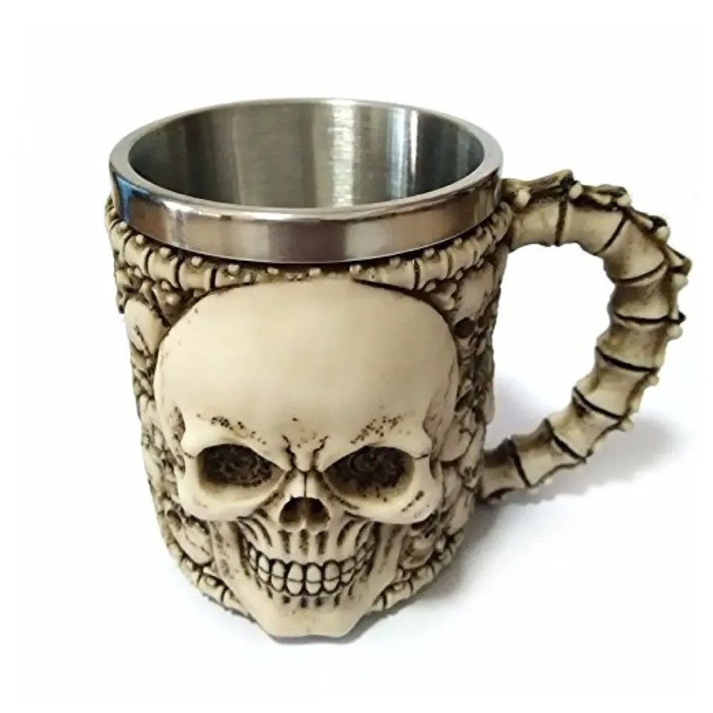 3D Skull Mug Stainless Steel 301-400ml Coffee Tea Cup (Ghost)