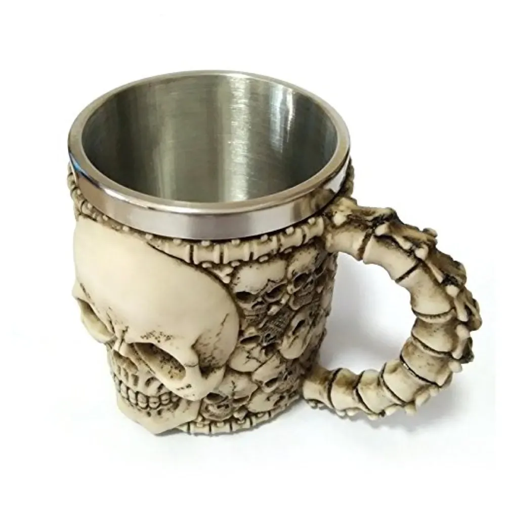 3D Skull Mug Stainless Steel 301-400ml Coffee Tea Cup (Ghost)