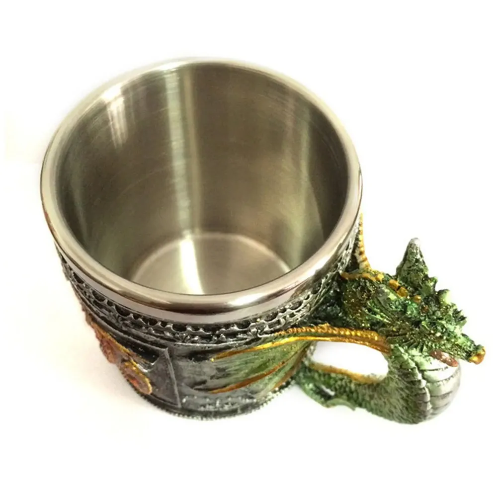 Vintage Dragon Mug, Stainless Steel Hand Painted Coffee Mugs 301-400ML