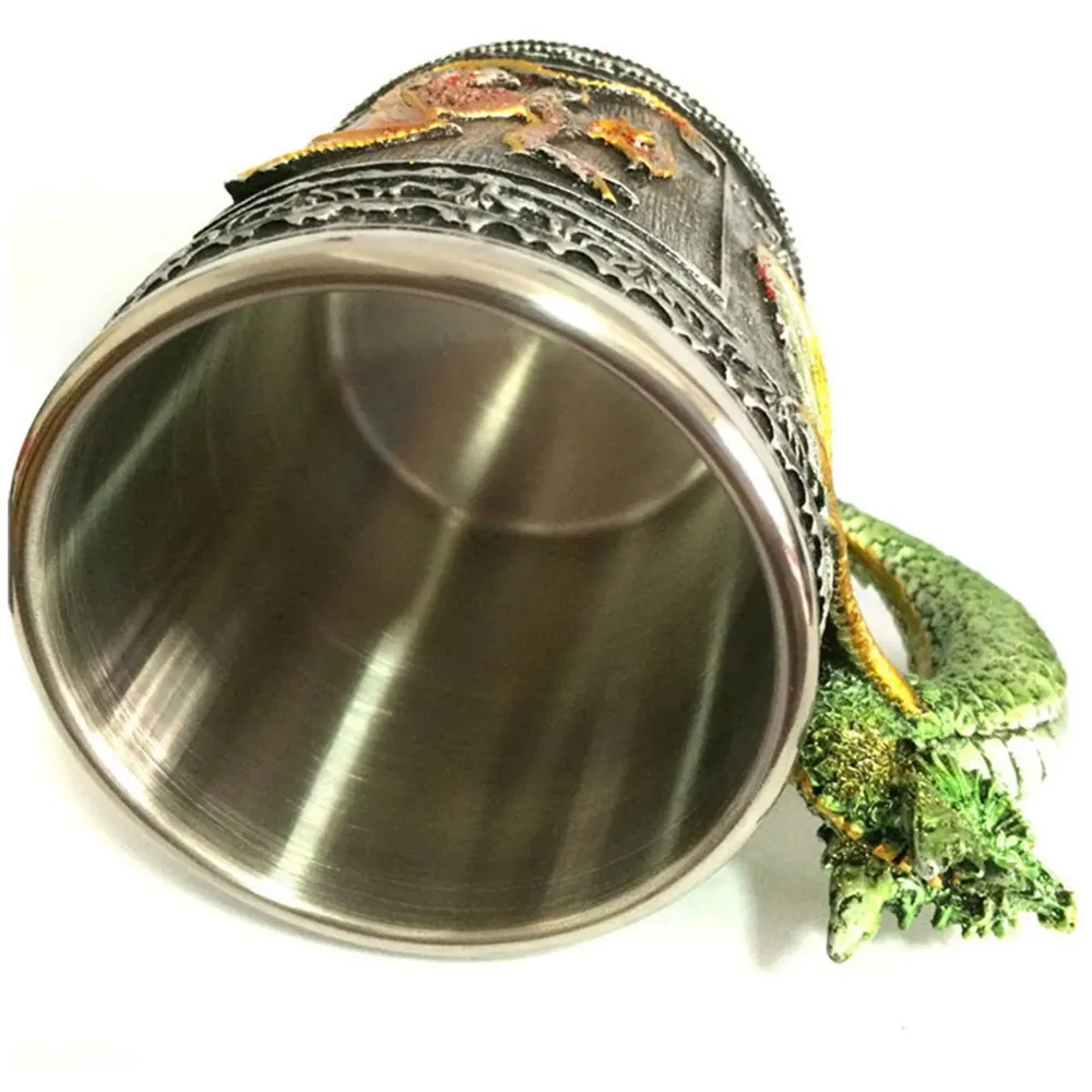 Vintage Dragon Mug, Stainless Steel Hand Painted Coffee Mugs 301-400ML