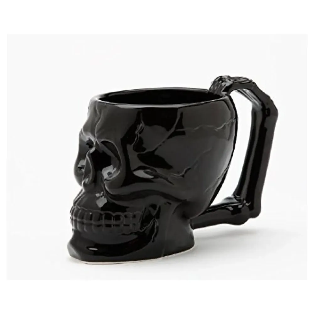 3D Skull Mug Stainless Steel 301-400ml Coffee Tea Cup (Black Skull)
