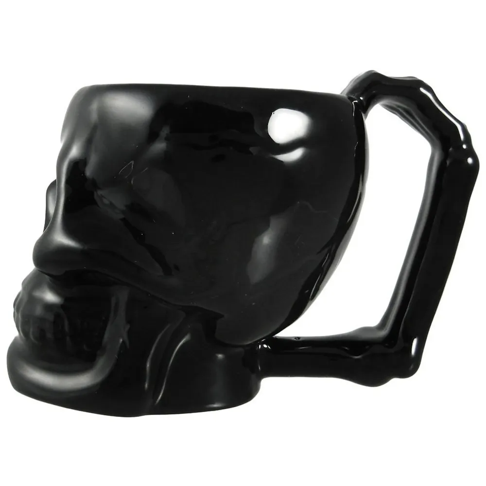 3D Skull Mug Stainless Steel 301-400ml Coffee Tea Cup (Black Skull)