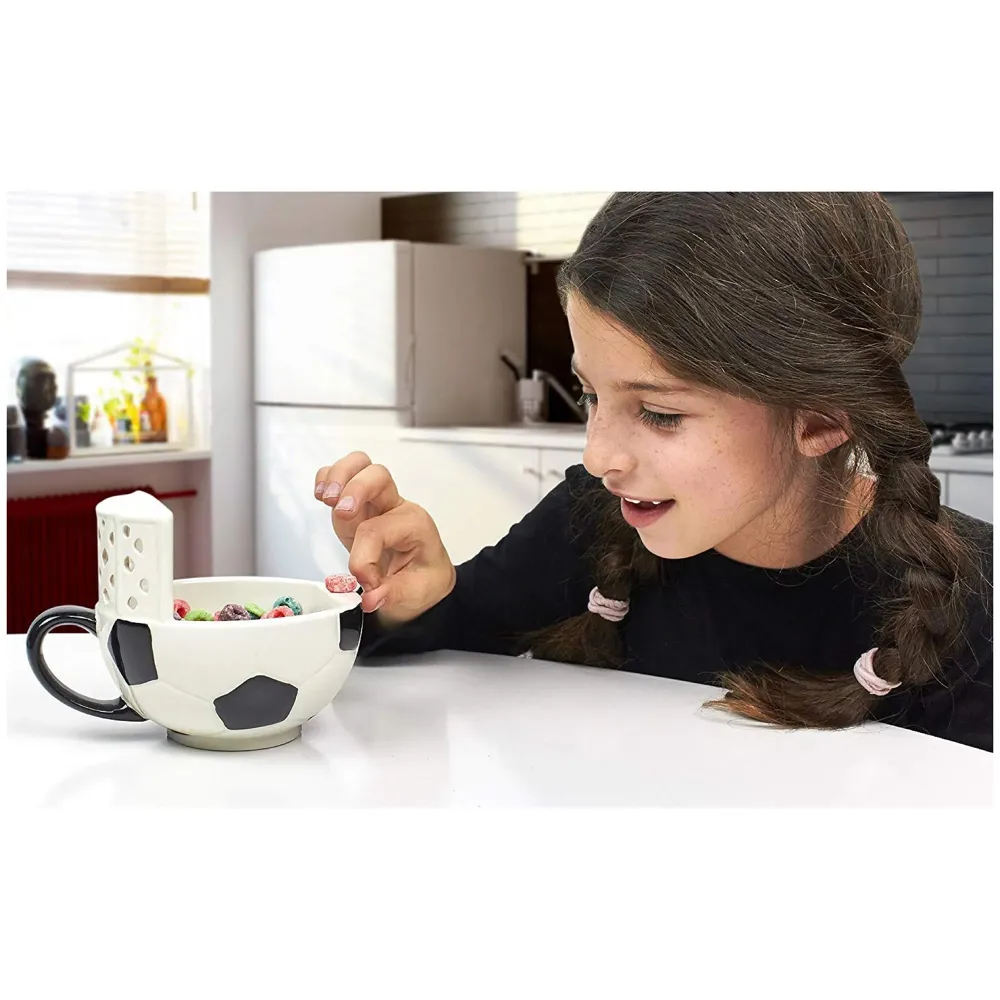 3-D Molded I Cute Animal Ceramic Mug with Spoon and Lid ~ Box Packed and High Detailing (Football)