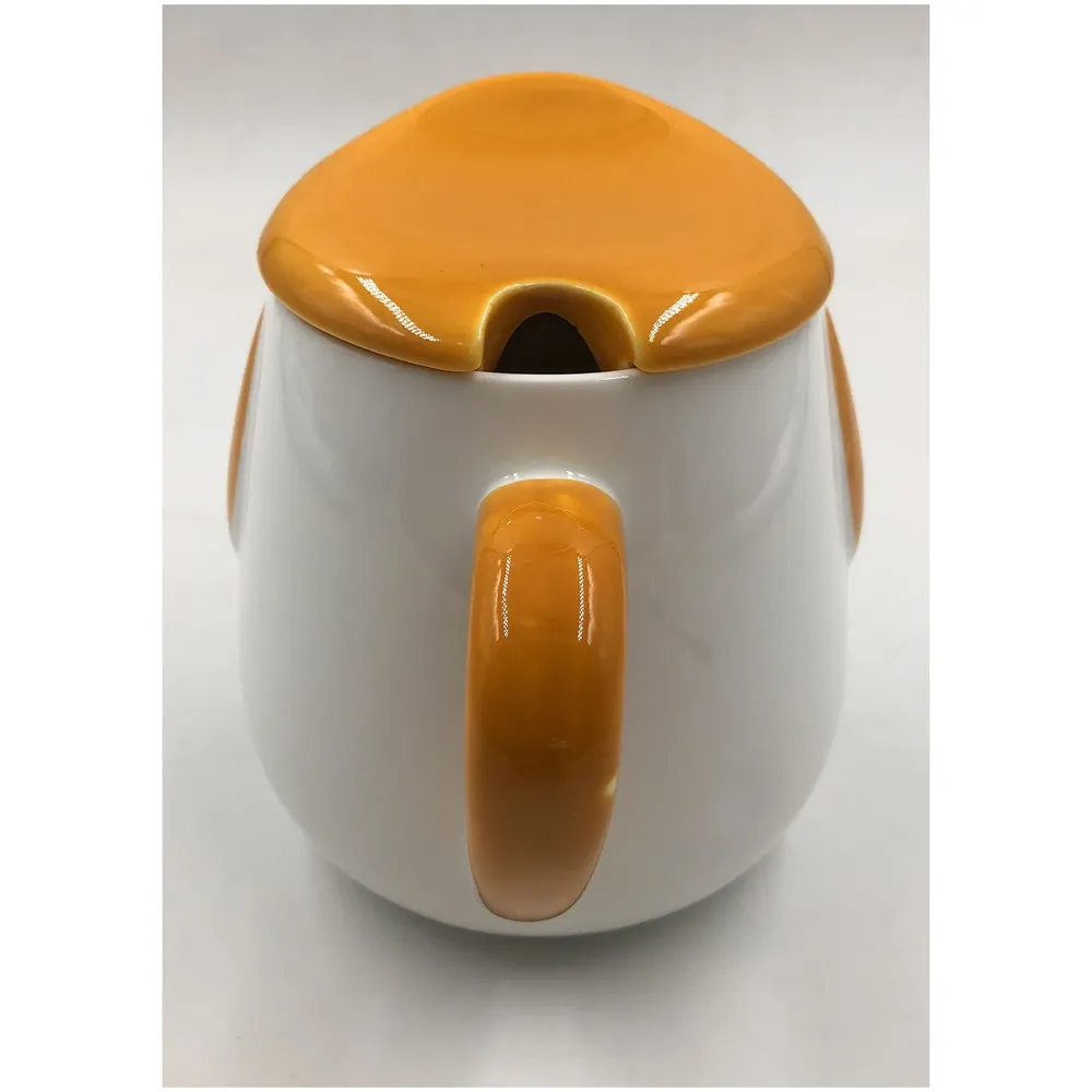 Ceramic Mug With Spoon And Lid - Brown