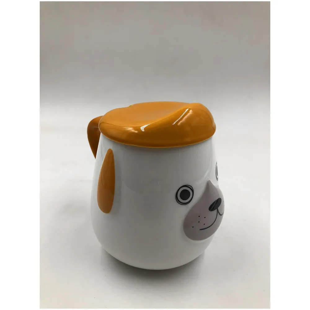 Ceramic Mug With Spoon And Lid - Brown