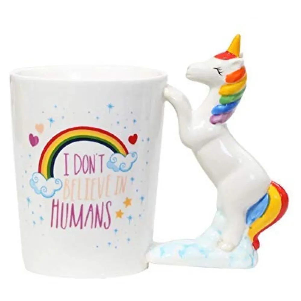Unicorn Mug 3D Creative Art Coffee Mug Ceramic Milk Cups Travel Mug, Quality Ceramic Mug for Kids - White, 350 ml