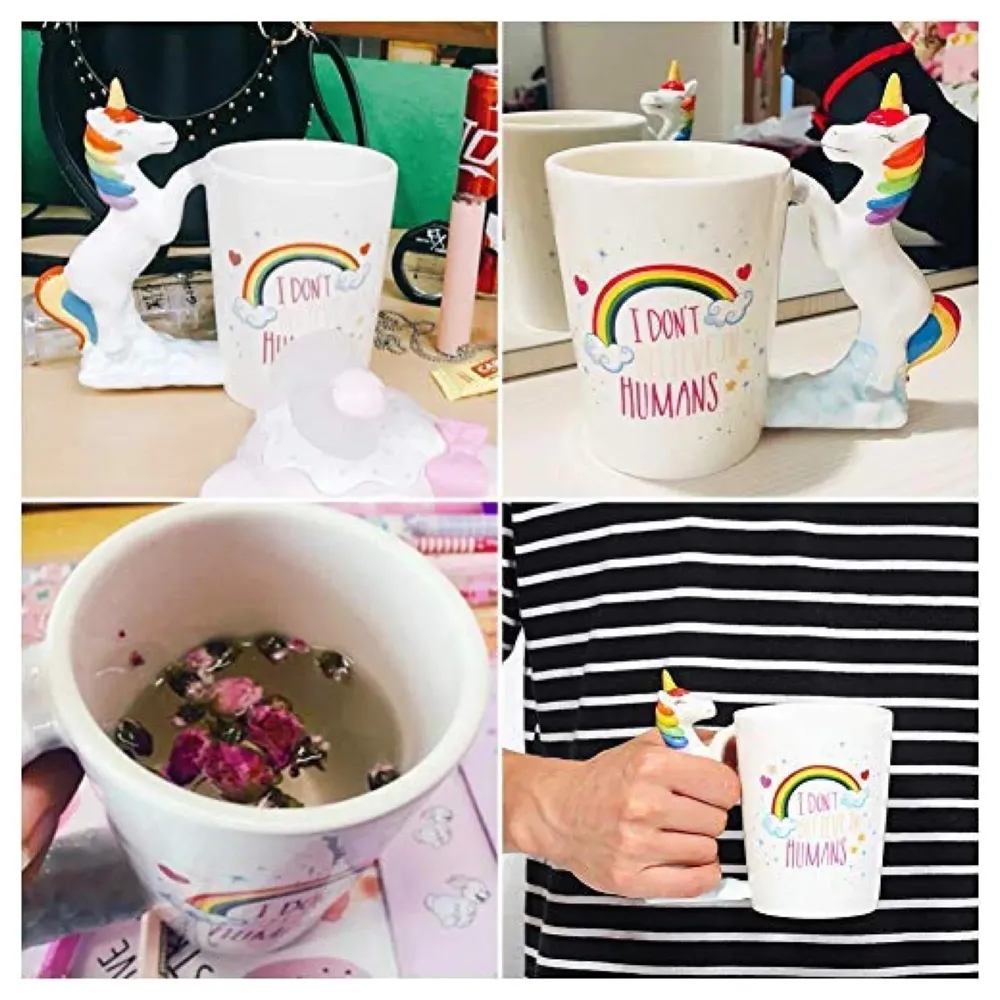Unicorn Mug 3D Creative Art Coffee Mug Ceramic Milk Cups Travel Mug, Quality Ceramic Mug for Kids - White, 350 ml