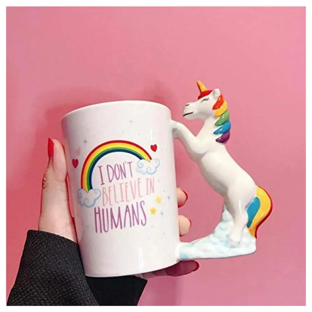 Unicorn Mug 3D Creative Art Coffee Mug Ceramic Milk Cups Travel Mug, Quality Ceramic Mug for Kids - White, 350 ml