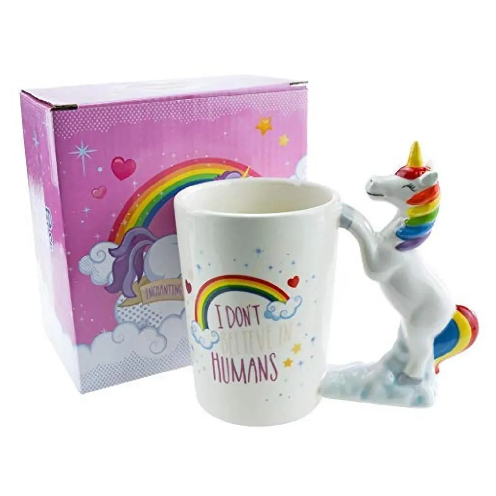 Unicorn Mug 3D Creative Art Coffee Mug Ceramic Milk Cups Travel Mug, Quality Ceramic Mug for Kids - White, 350 ml