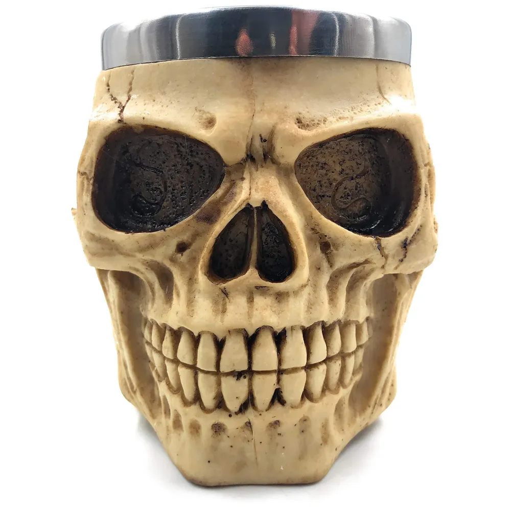 3D Skull Mug Stainless Steel 301-400ml Coffee Tea Cup (Skull Smiling)