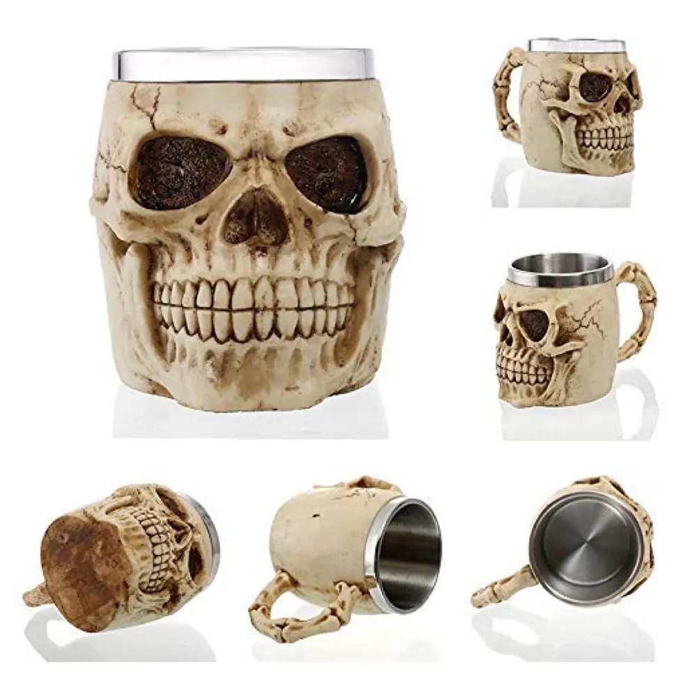 3D Skull Mug Stainless Steel 301-400ml Coffee Tea Cup (Skull Smiling)