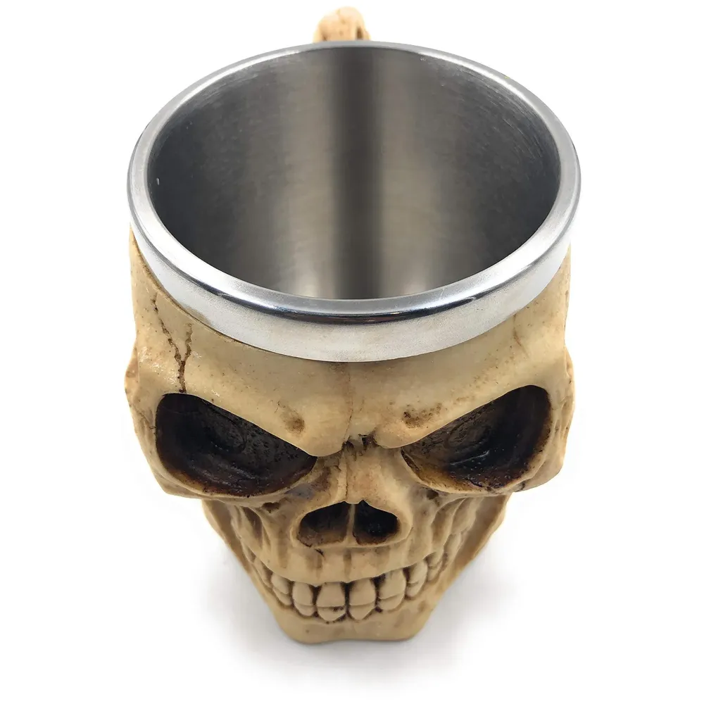 3D Skull Mug Stainless Steel 301-400ml Coffee Tea Cup (Skull Smiling)