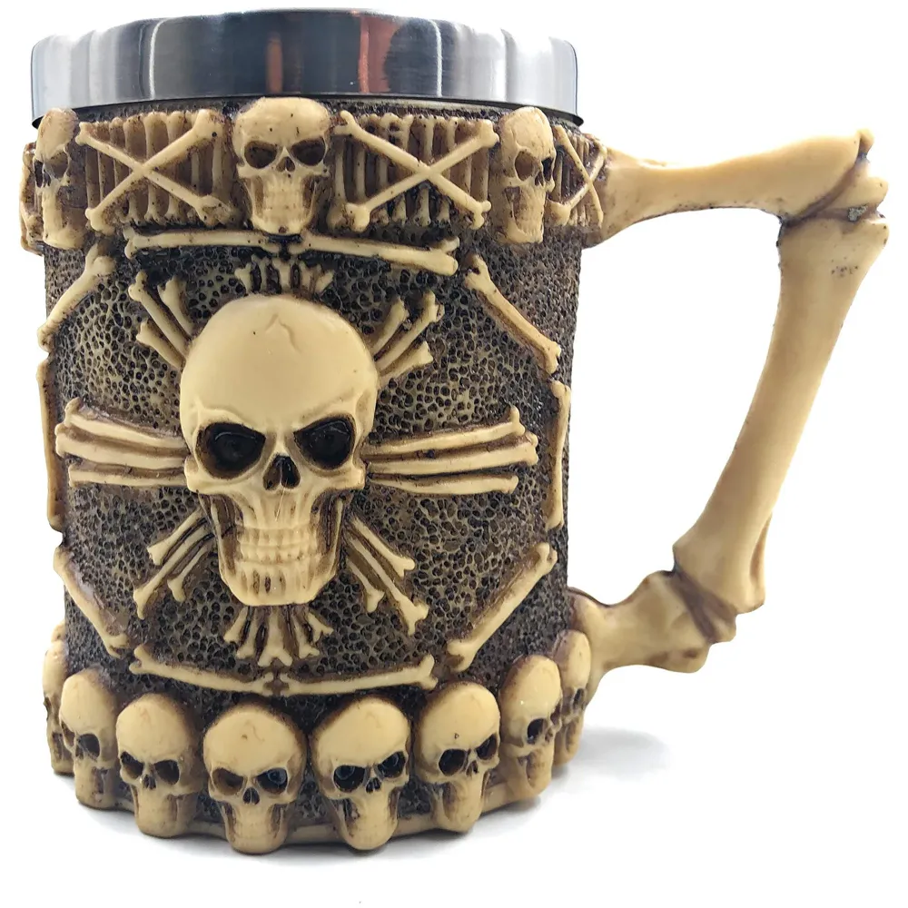 3D Skull Mug Stainless Steel 301-400ml Coffee Tea Cup (Skull Bone)