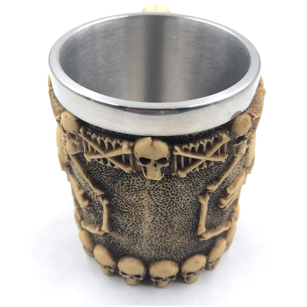 3D Skull Mug Stainless Steel 301-400ml Coffee Tea Cup (Skull Bone)