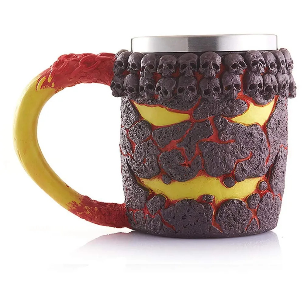 3D Skull Mug Stainless Steel 301-400ml Coffee Tea Cup (Lava)
