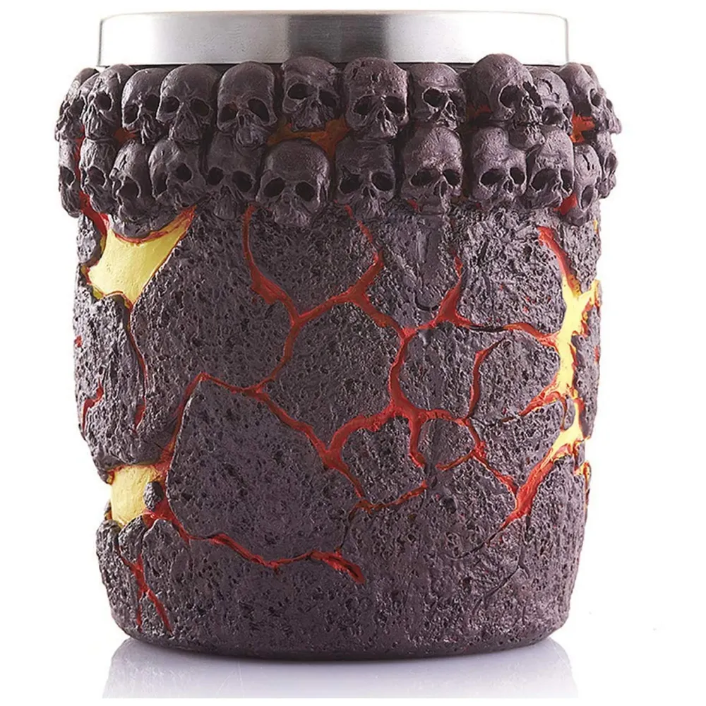 3D Skull Mug Stainless Steel 301-400ml Coffee Tea Cup (Lava)