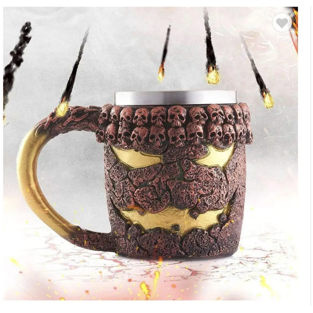 3D Skull Mug Stainless Steel 301-400ml Coffee Tea Cup (Lava)