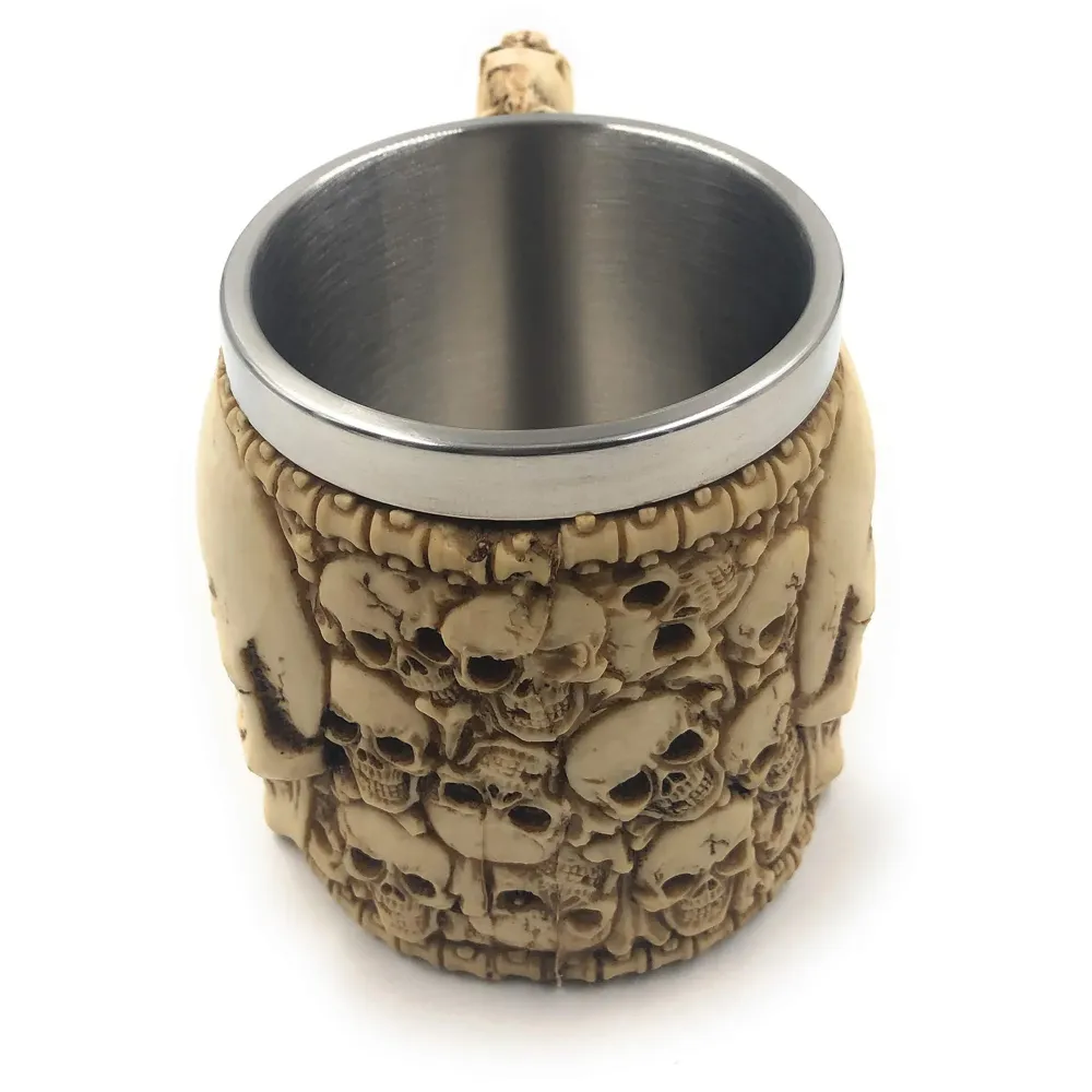 3D Skull Mug Stainless Steel 301-400ml Coffee Tea Cup (Skull Red Eyes)