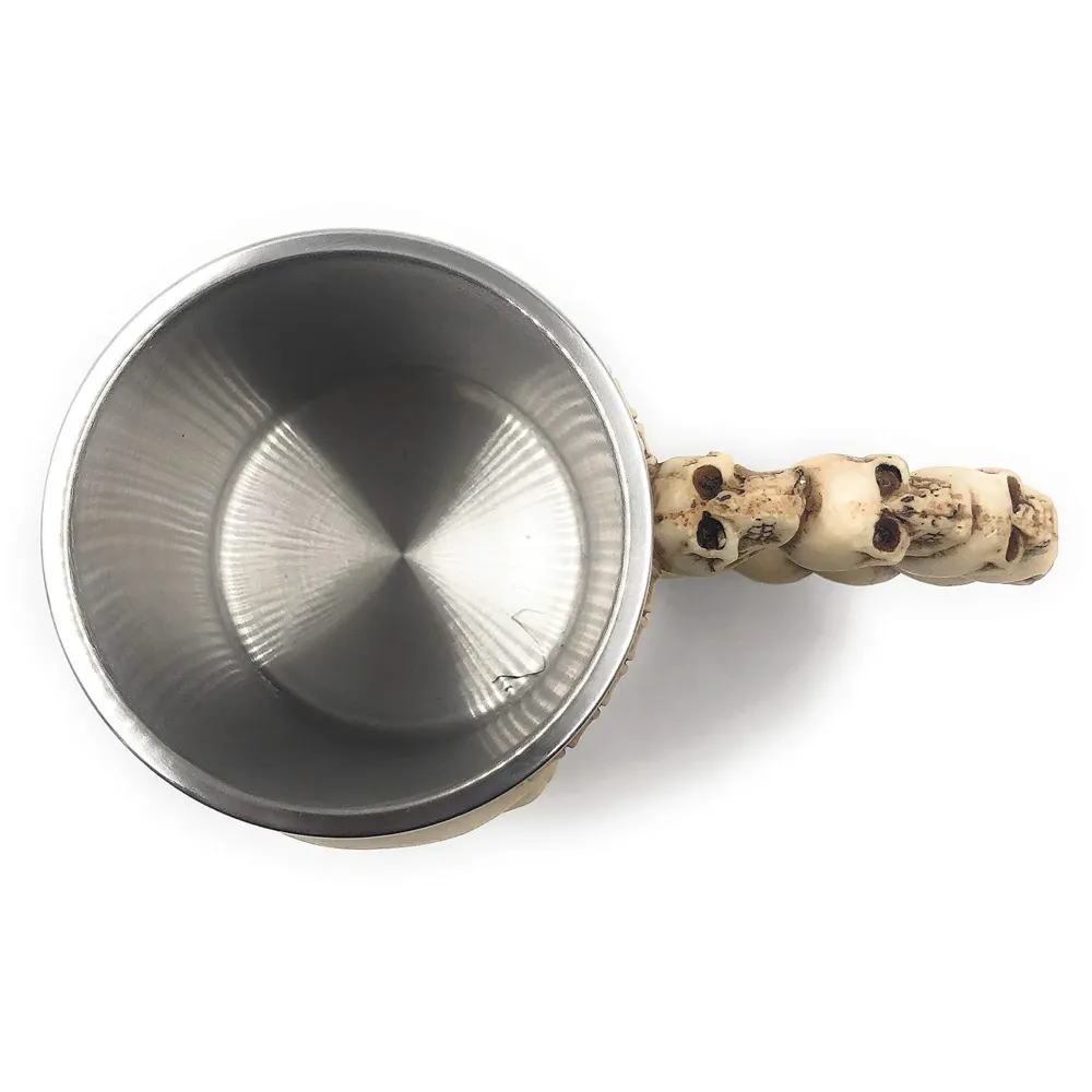 3D Skull Mug Stainless Steel 301-400ml Coffee Tea Cup (Skull Red Eyes)