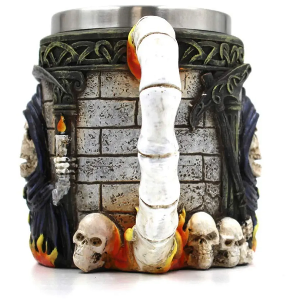 3D Skull Mug Stainless Steel 301-400ml Coffee Tea Cup (Grim Reaper)