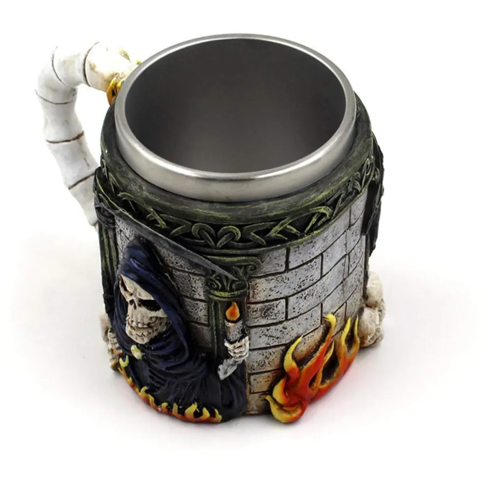 3D Skull Mug Stainless Steel 301-400ml Coffee Tea Cup (Grim Reaper)