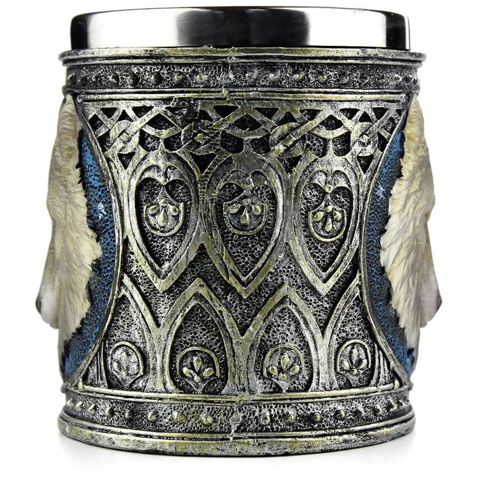 3D Skull Mug Stainless Steel 301-400ml Coffee Tea Cup (Wolf)