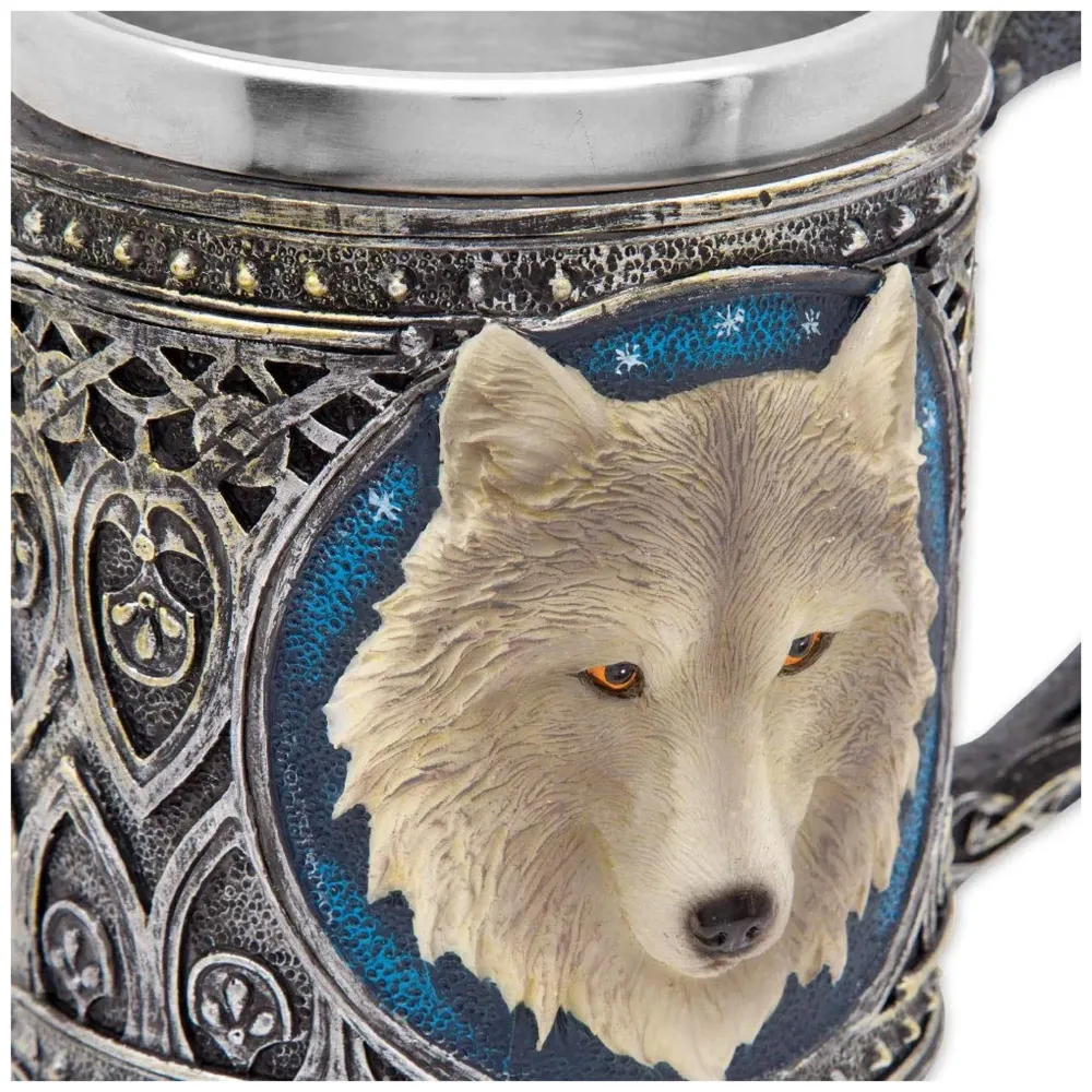 3D Skull Mug Stainless Steel 301-400ml Coffee Tea Cup (Wolf)