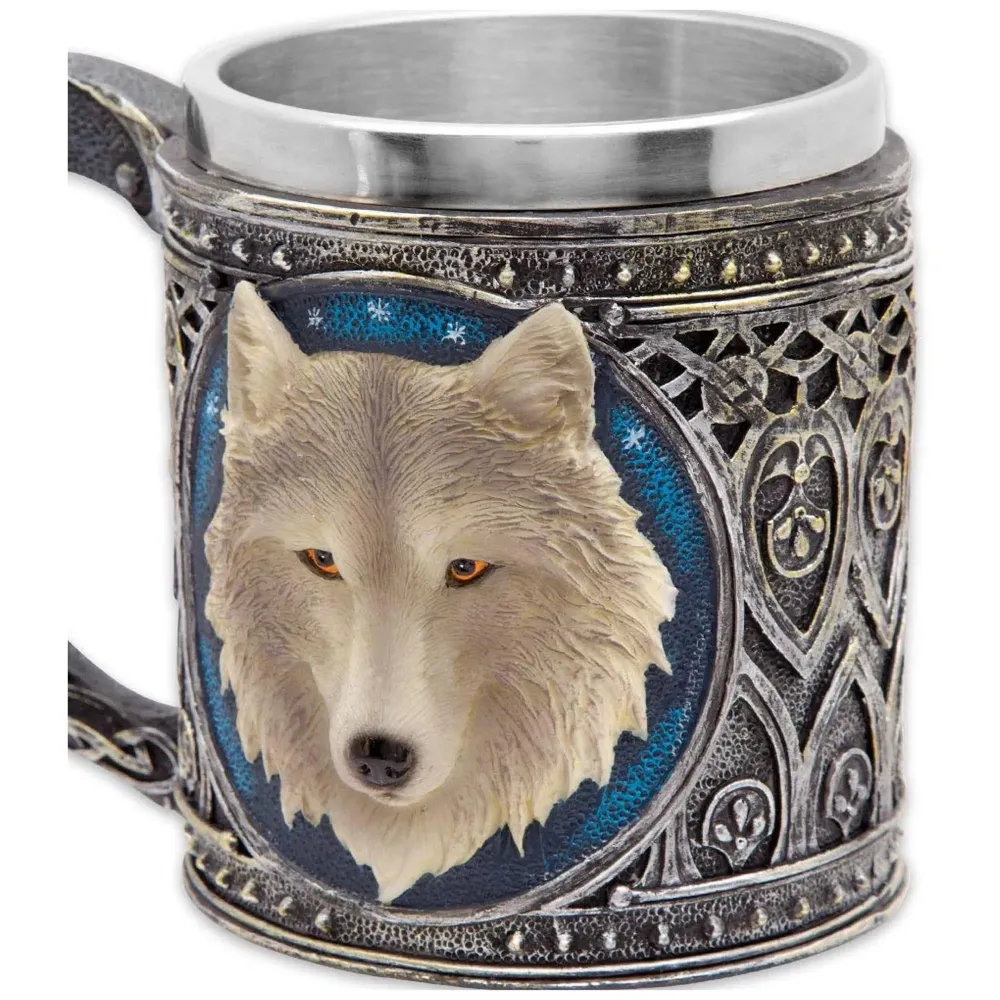 3D Skull Mug Stainless Steel 301-400ml Coffee Tea Cup (Wolf)