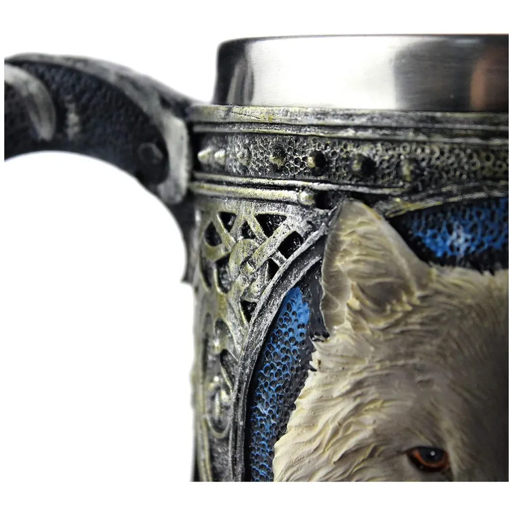 3D Skull Mug Stainless Steel 301-400ml Coffee Tea Cup (Wolf)