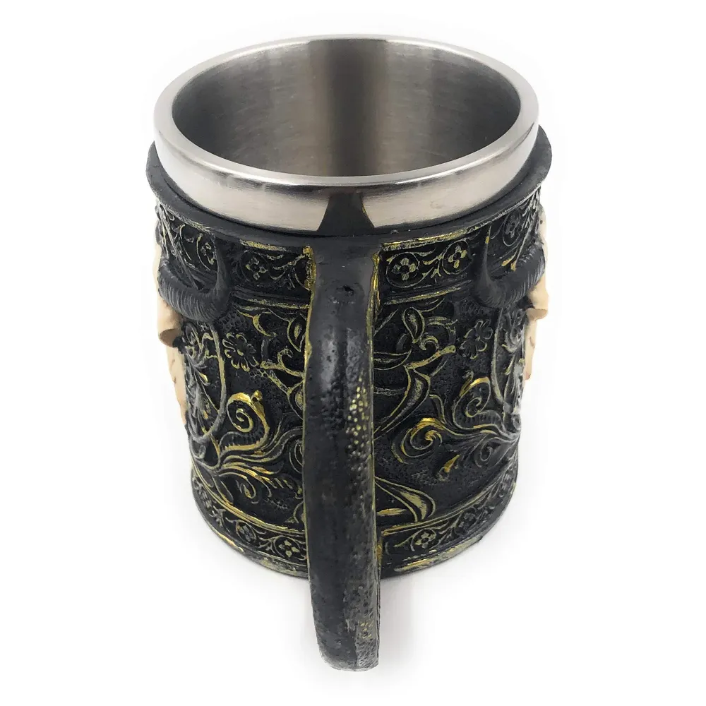 3D Skull Mug Stainless Steel 301-400ml Coffee Tea Cup (War Lord)