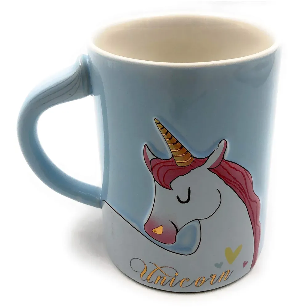 Ceramic Coffee Mug With Spoon And Lid - Blue, 350 ml