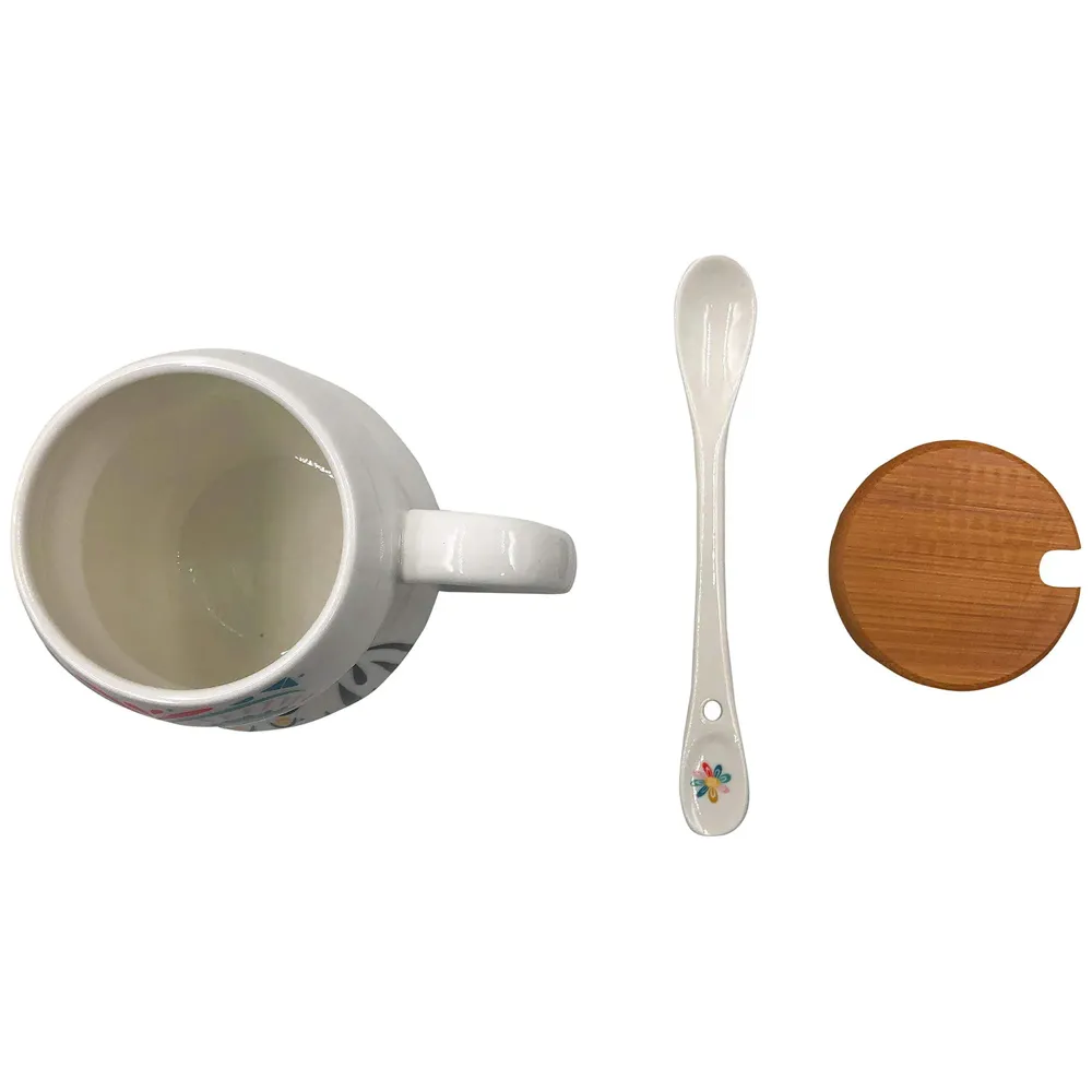 3-D Molded I Cute Animal Ceramic Mug with Spoon and Lid ~ Box Packed and High Detailing (Art Owl D)