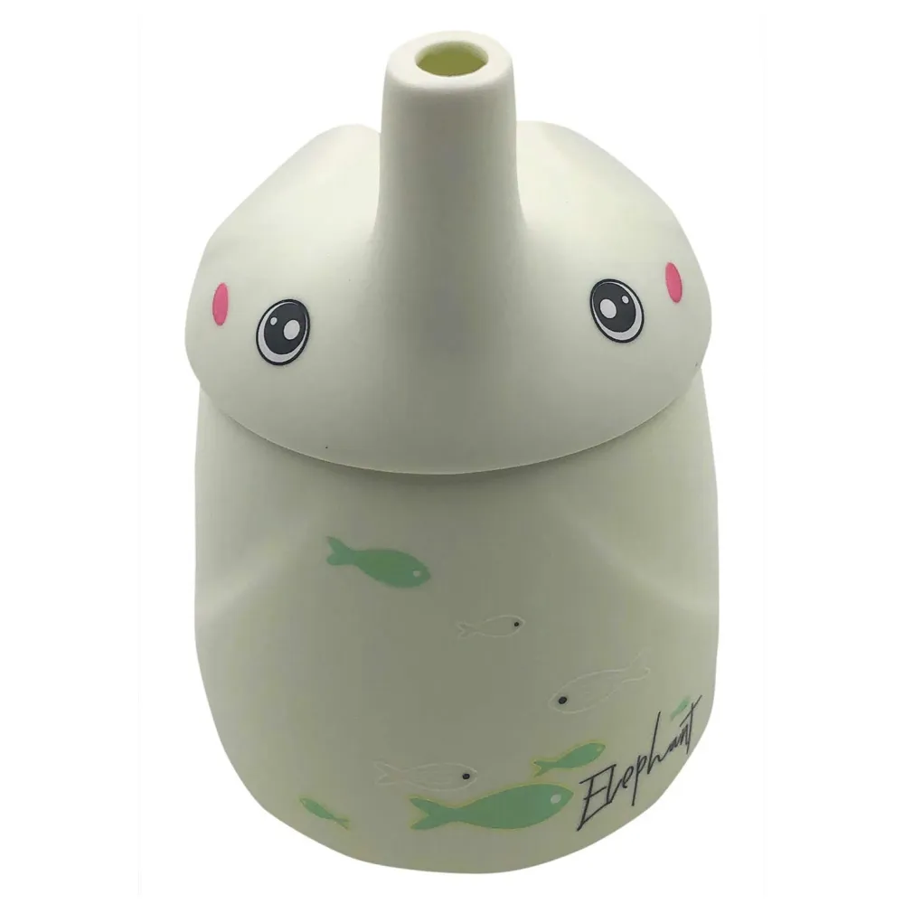 3-D Molded I Cute Animal Ceramic Mug with Spoon and Lid ~ Box Packed and High Detailing (Elephant Green)