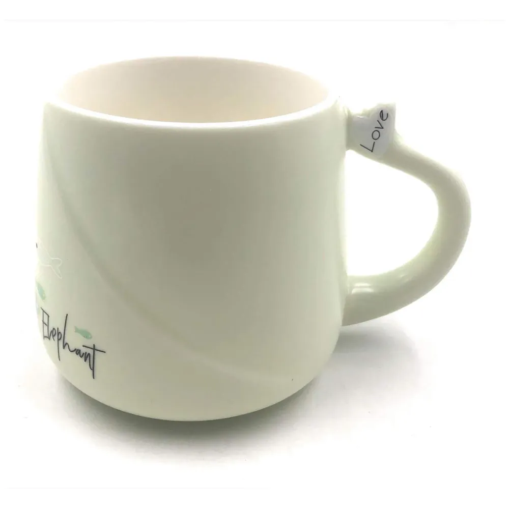 3-D Molded I Cute Animal Ceramic Mug with Spoon and Lid ~ Box Packed and High Detailing (Elephant Yellow)