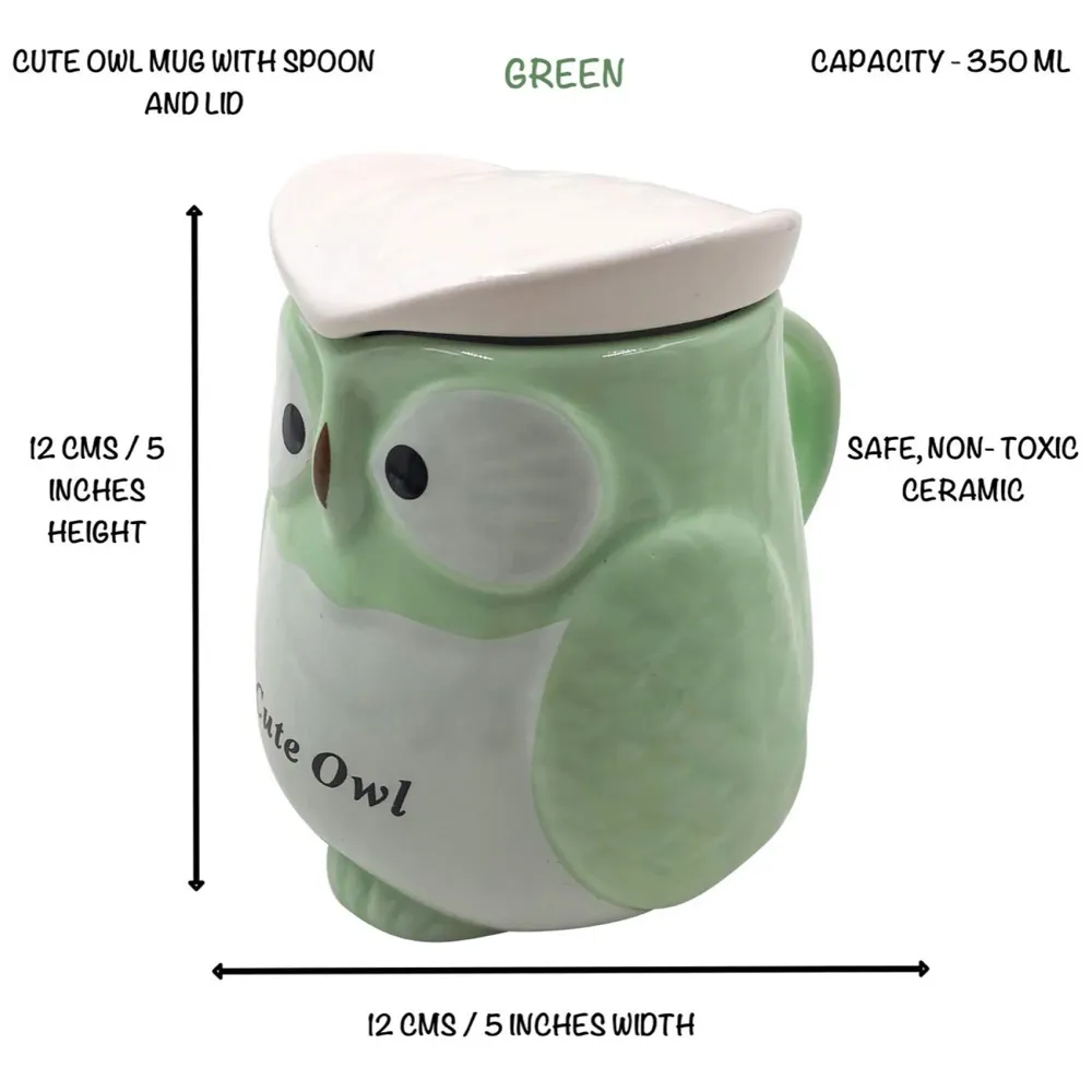 Ceramic Mug With Spoon And Lid - Green