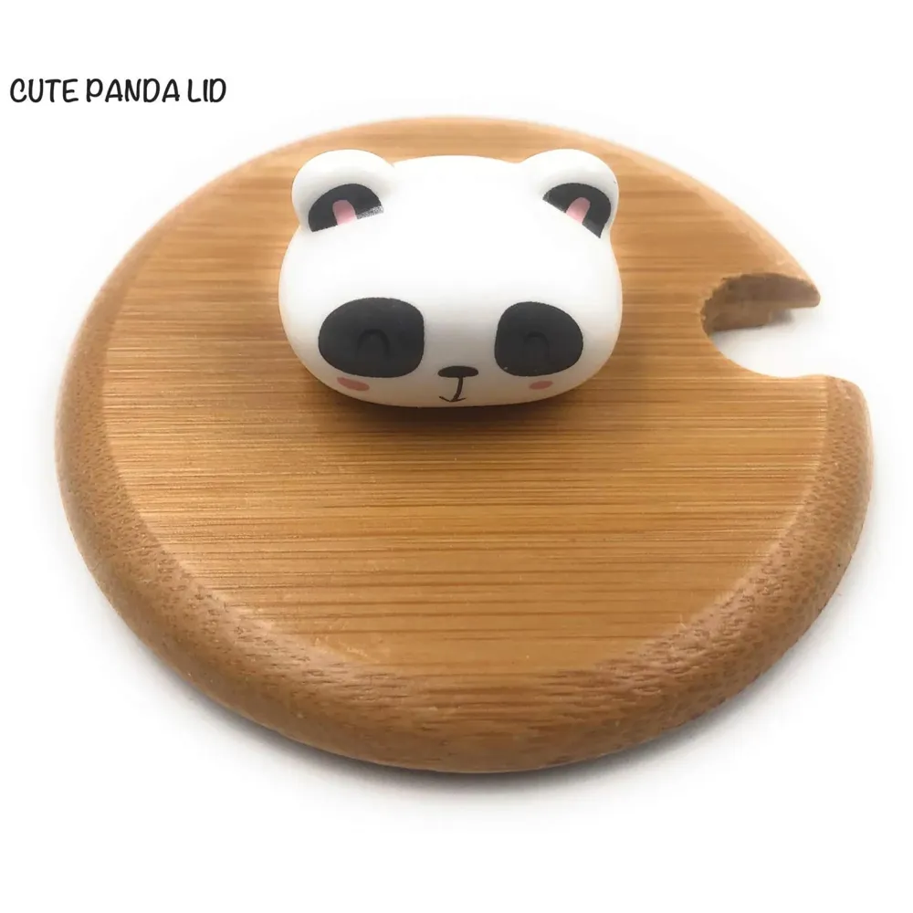 3-D Molded I Cute Animal Ceramic Mug with Spoon and Lid ~ Box Packed and High Detailing (Bamboo B)