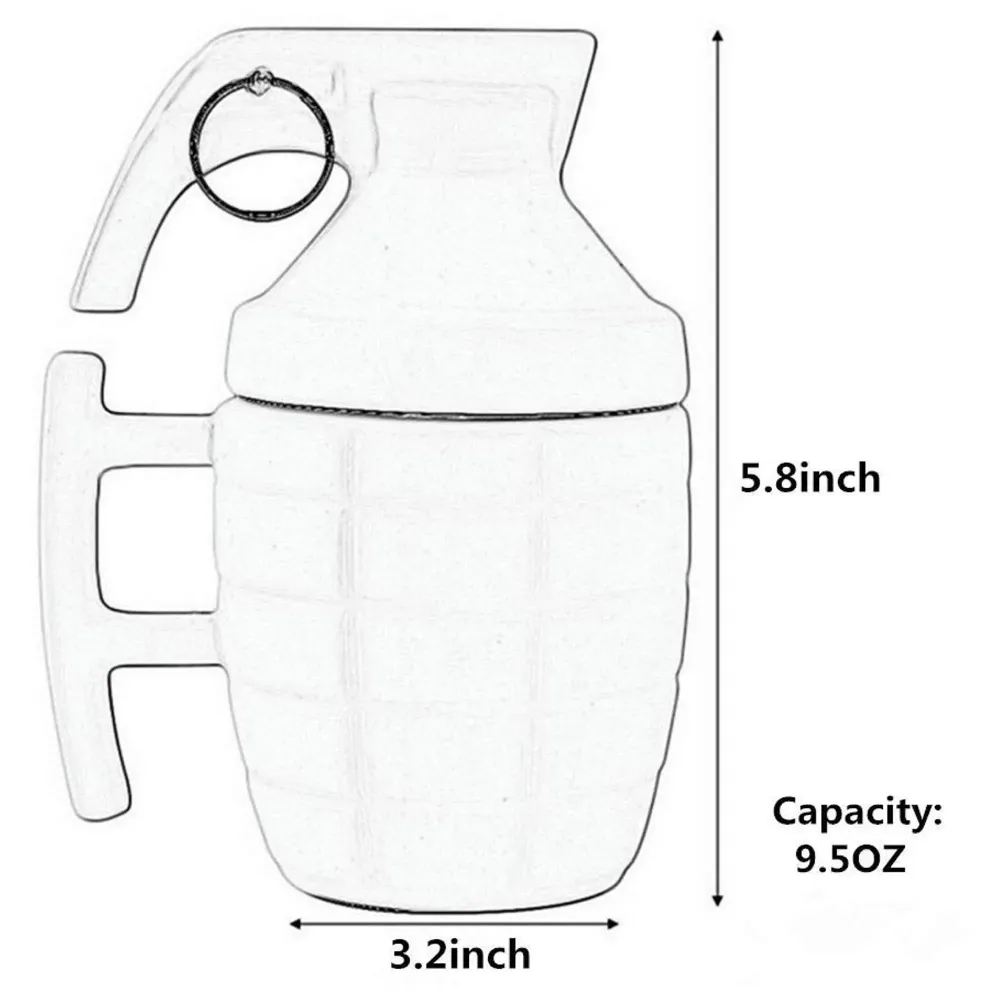 Hand Grenade Style Coffee Mug with Cover Office Ceramic Tea Cups 300 ML Insulated Home Milk Drinkware Mugs with Lid
