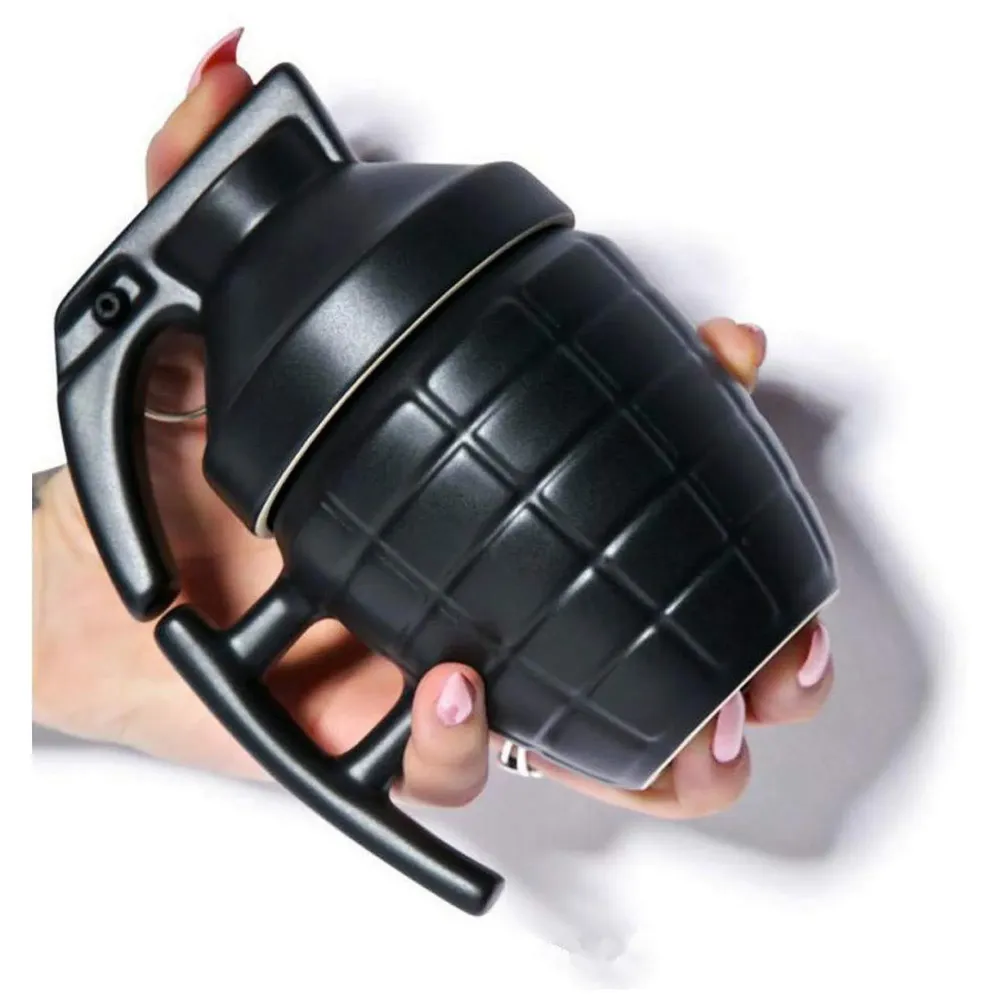 Hand Grenade Style Coffee Mug with Cover Office Ceramic Tea Cups 300 ML Insulated Home Milk Drinkware Mugs with Lid
