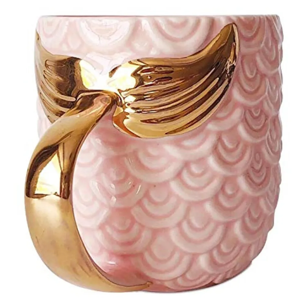 Premium Mermaid 3D Mug Ceramic Sculpted Coffee Mug 3D with Box Pink