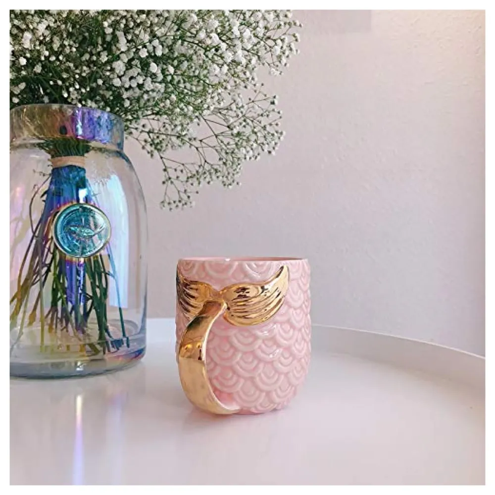 Premium Mermaid 3D Mug Ceramic Sculpted Coffee Mug 3D with Box Pink