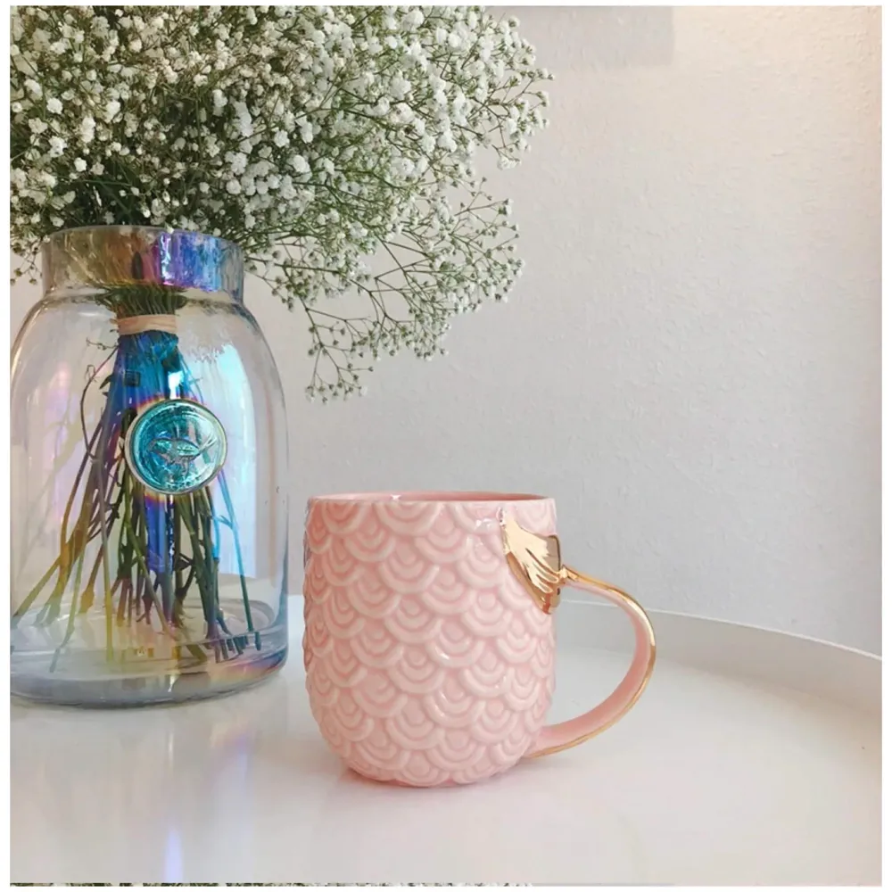 Premium Mermaid 3D Mug Ceramic Sculpted Coffee Mug 3D with Box Pink