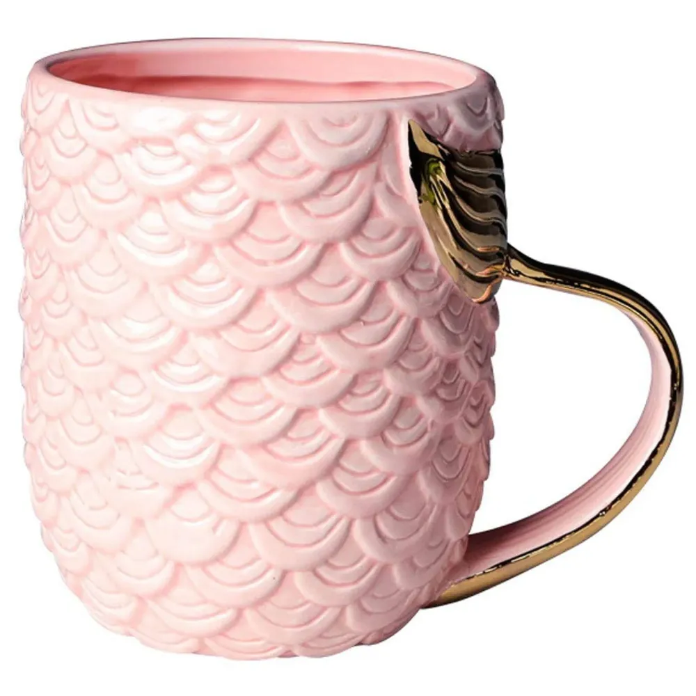 Premium Mermaid 3D Mug Ceramic Sculpted Coffee Mug 3D with Box Pink