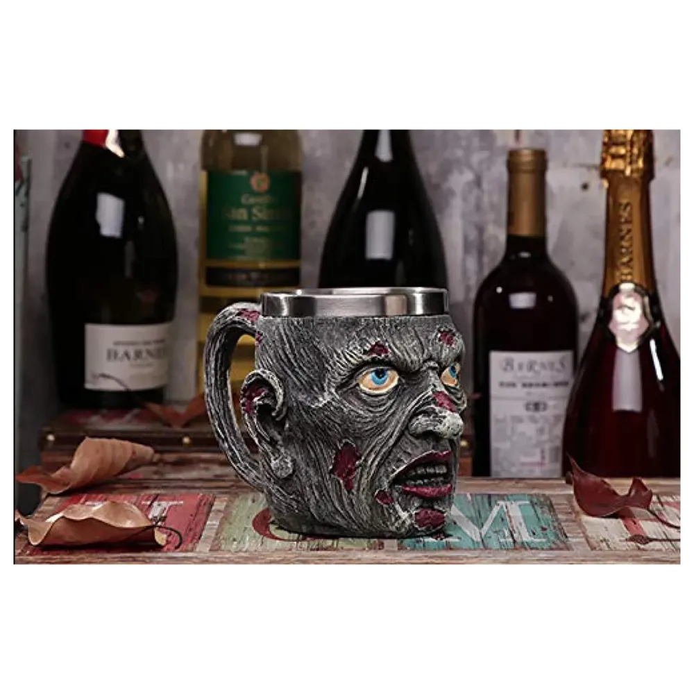 3D Skull Mug Stainless Steel 301-400ml Coffee Tea Cup (Zombie)