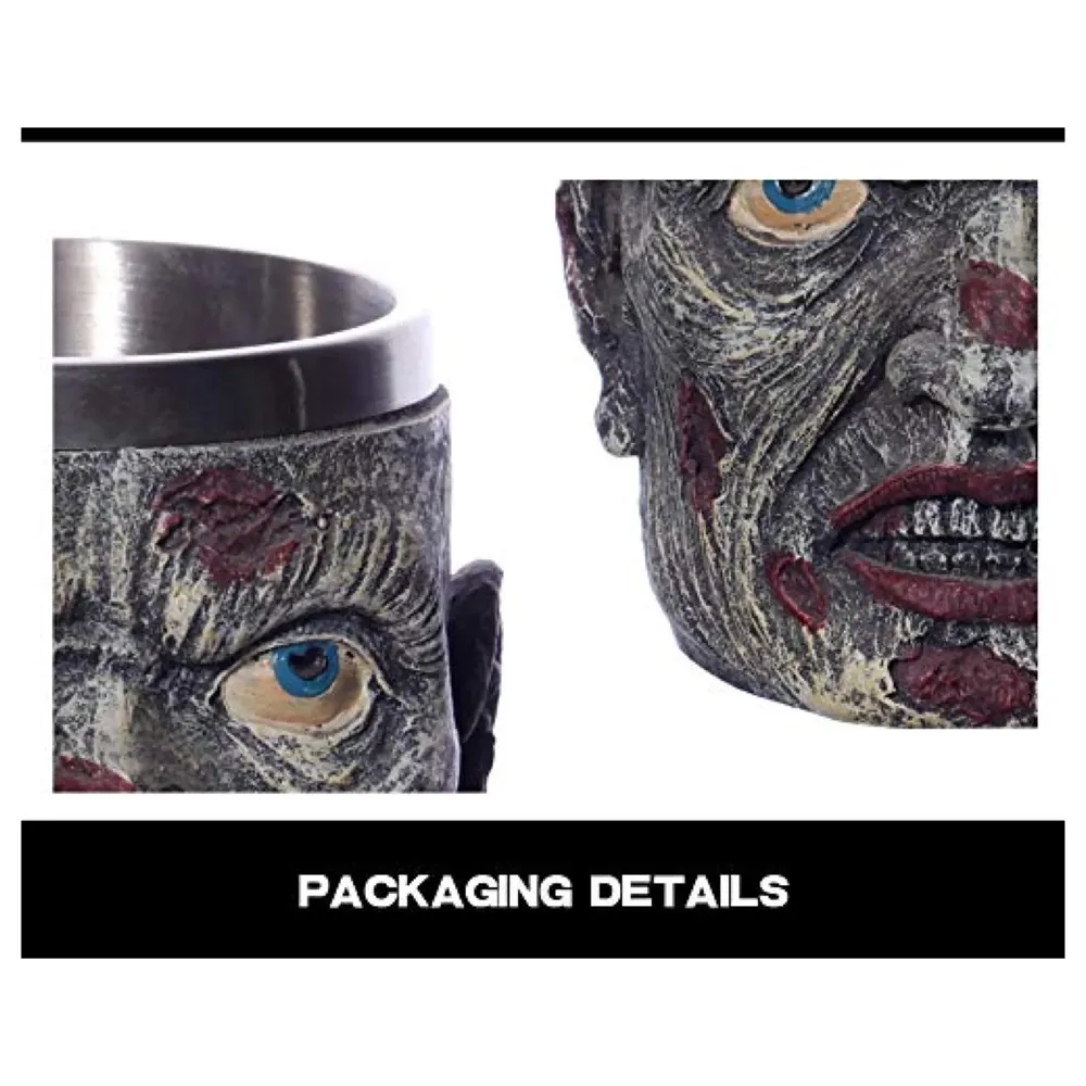 3D Skull Mug Stainless Steel 301-400ml Coffee Tea Cup (Zombie)