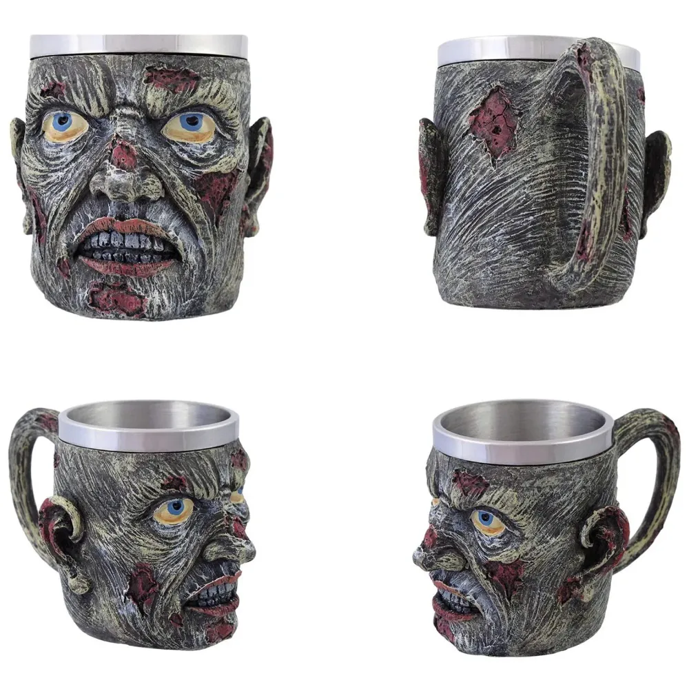 3D Skull Mug Stainless Steel 301-400ml Coffee Tea Cup (Zombie)