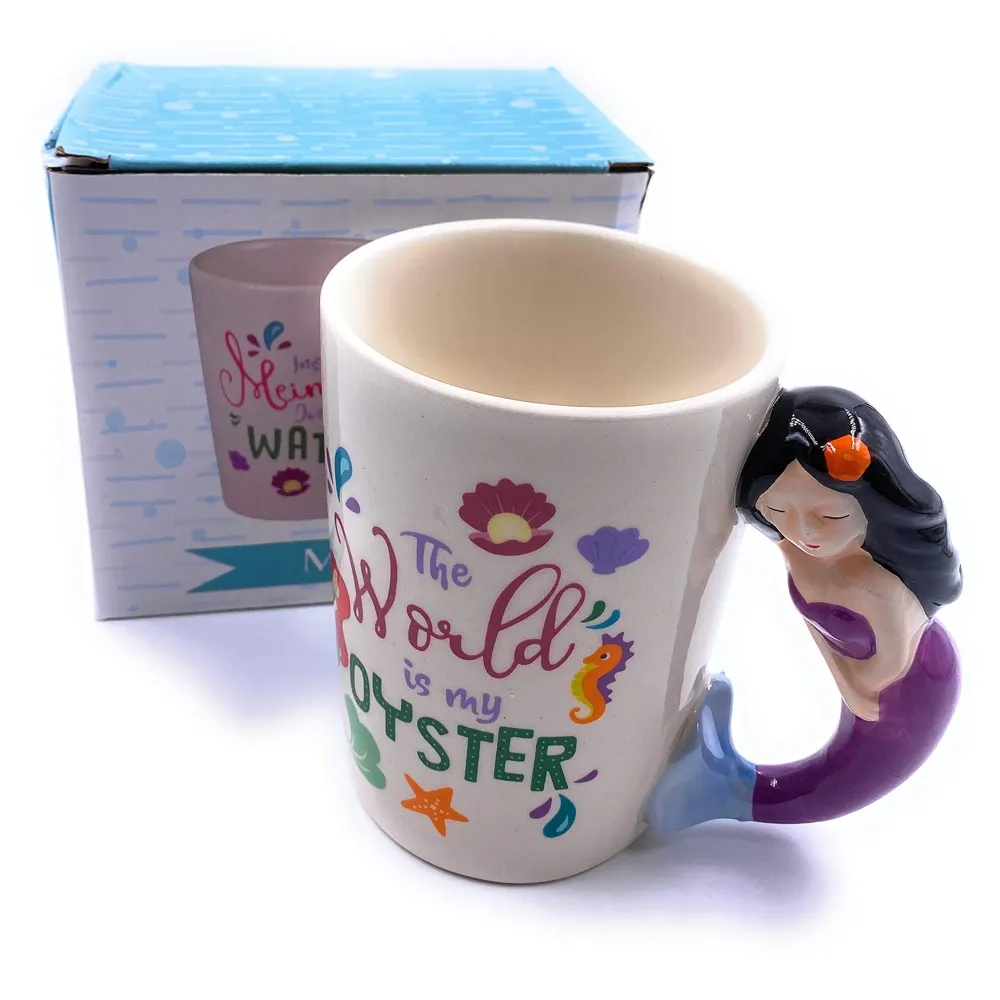 Ceramic Mermaid Coffee Mug 3D Design (White, 350 ml)